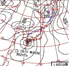2006年8月18日午前9時の天気図