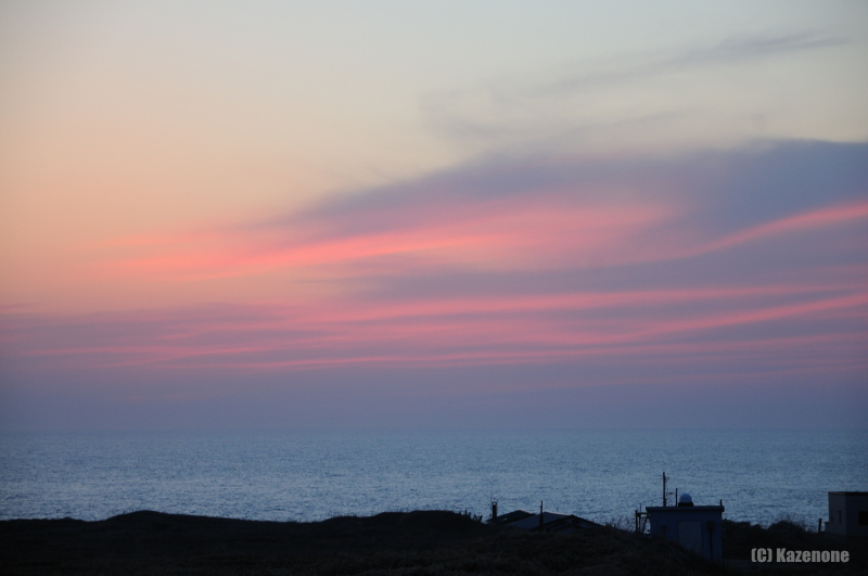 星観荘の庭から見た夕焼け